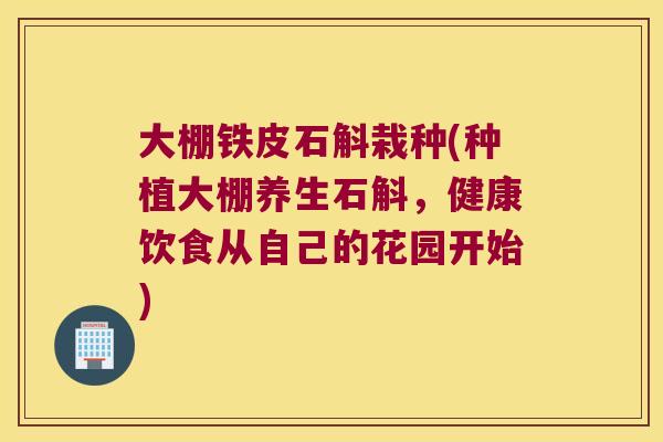 大棚铁皮石斛栽种(种植大棚养生石斛，健康饮食从自己的花园开始)
