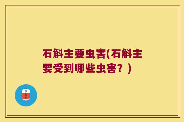 石斛主要虫害(石斛主要受到哪些虫害？)