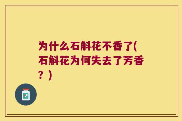 为什么石斛花不香了(石斛花为何失去了芳香？)