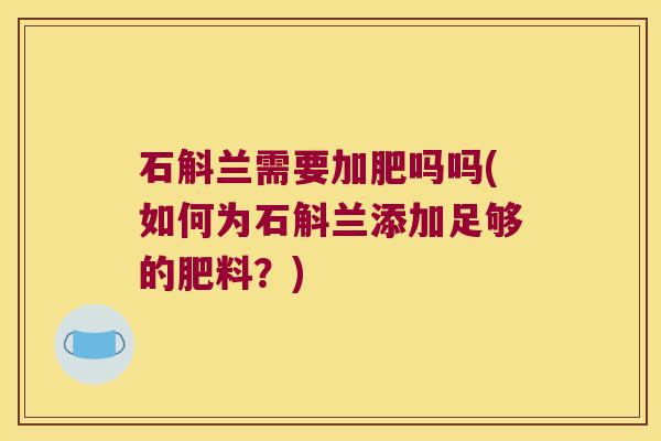 石斛兰需要加肥吗吗(如何为石斛兰添加足够的肥料？)