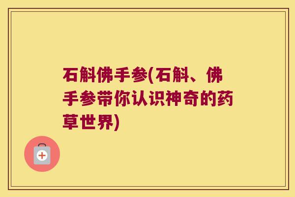 石斛佛手参(石斛、佛手参带你认识神奇的药草世界)