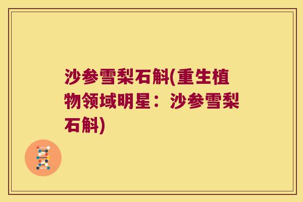 沙参雪梨石斛(重生植物领域明星：沙参雪梨石斛)