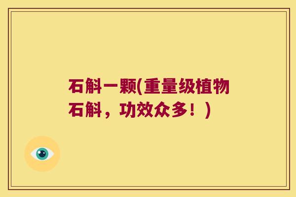 石斛一颗(重量级植物石斛，功效众多！)