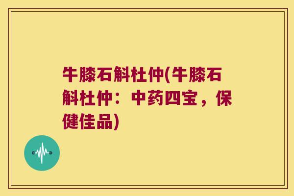 牛膝石斛杜仲(牛膝石斛杜仲：中药四宝，保健佳品)