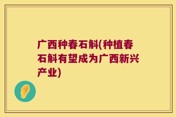 广西种春石斛(种植春石斛有望成为广西新兴产业) 广西种春石斛(种植春石斛有望成为广西新兴产业)