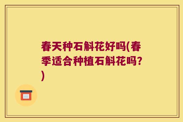 春天种石斛花好吗(春季适合种植石斛花吗?) 春天种石斛花好吗(春季适合种植石斛花吗?)