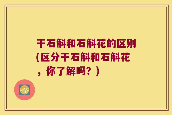 干石斛和石斛花的区别(区分干石斛和石斛花，你了解吗？)