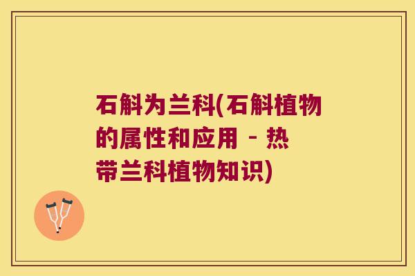 石斛为兰科(石斛植物的属性和应用 - 热带兰科植物知识)