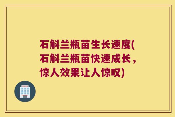 石斛兰瓶苗生长速度(石斛兰瓶苗快速成长，惊人效果让人惊叹)