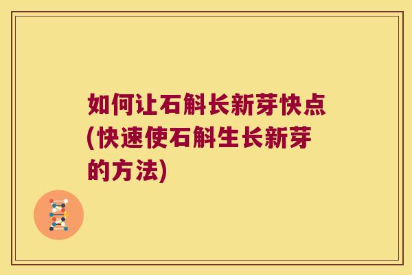 如何让石斛长新芽快点(快速使石斛生长新芽的方法)