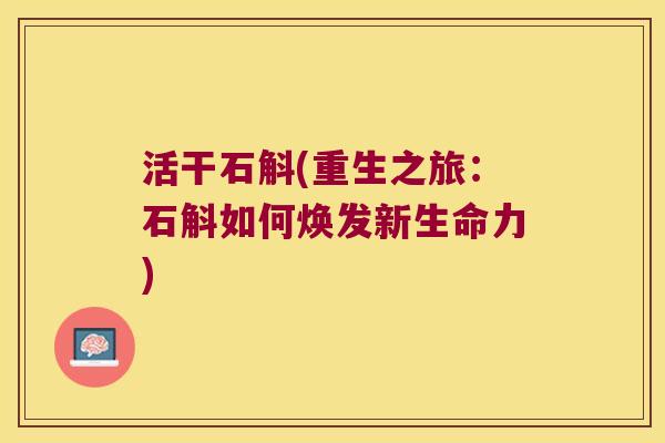 活干石斛(重生之旅：石斛如何焕发新生命力)