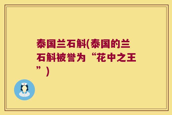 泰国兰石斛(泰国的兰石斛被誉为“花中之王”)