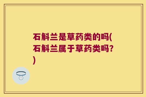 石斛兰是草药类的吗(石斛兰属于草药类吗？)