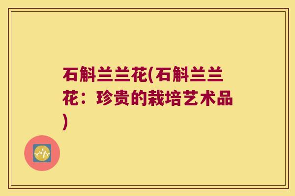 石斛兰兰花(石斛兰兰花:珍贵的栽培艺术品) 石斛兰兰花(石斛兰兰花:珍贵的栽培艺术品)