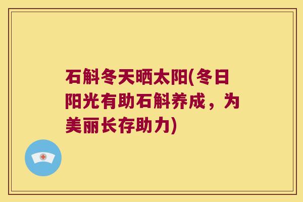 石斛冬天晒太阳(冬日阳光有助石斛养成，为美丽长存助力)