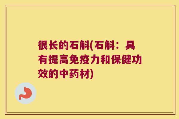 很长的石斛(石斛：具有提高免疫力和保健功效的中药材)