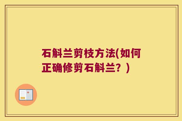 石斛兰剪枝方法(如何正确修剪石斛兰？)