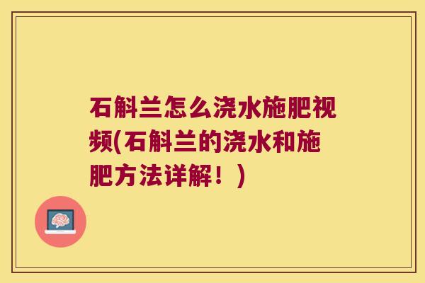 石斛兰怎么浇水施肥视频(石斛兰的浇水和施肥方法详解！)
