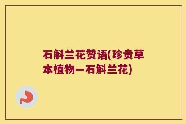 石斛兰花赞语(珍贵草本植物—石斛兰花)