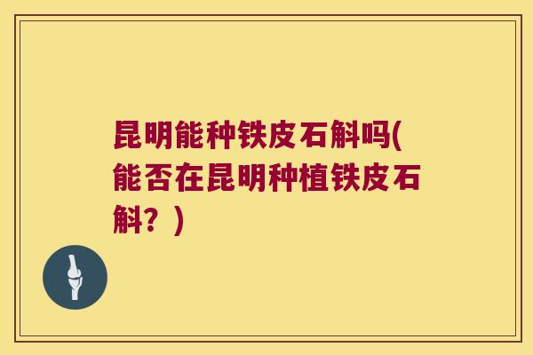 昆明能种铁皮石斛吗(能否在昆明种植铁皮石斛？)