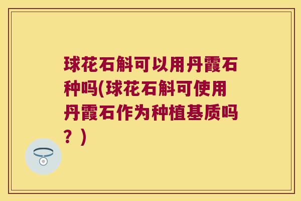 球花石斛可以用丹霞石种吗(球花石斛可使用丹霞石作为种植基质吗？)