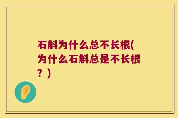 石斛为什么总不长根(为什么石斛总是不长根？)