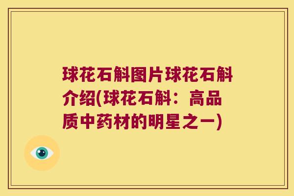 球花石斛图片球花石斛介绍(球花石斛：高品质中药材的明星之一)