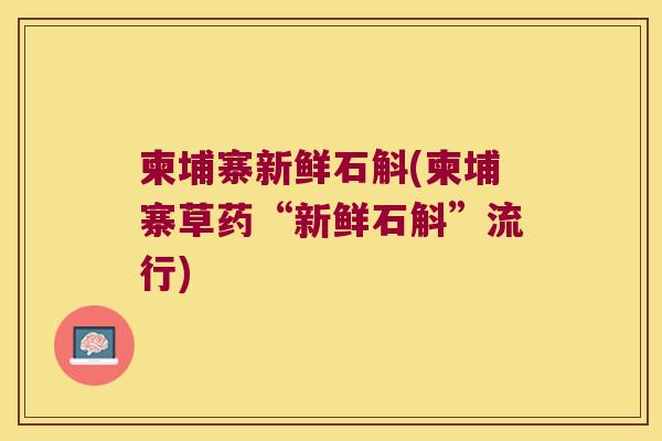 柬埔寨新鲜石斛(柬埔寨草药“新鲜石斛”流行)