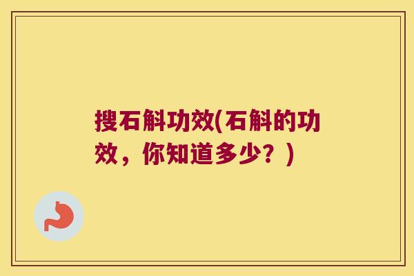 搜石斛功效(石斛的功效，你知道多少？)
