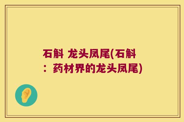 石斛 龙头凤尾(石斛：药材界的龙头凤尾)