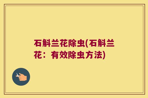 石斛兰花除虫(石斛兰花：有效除虫方法)