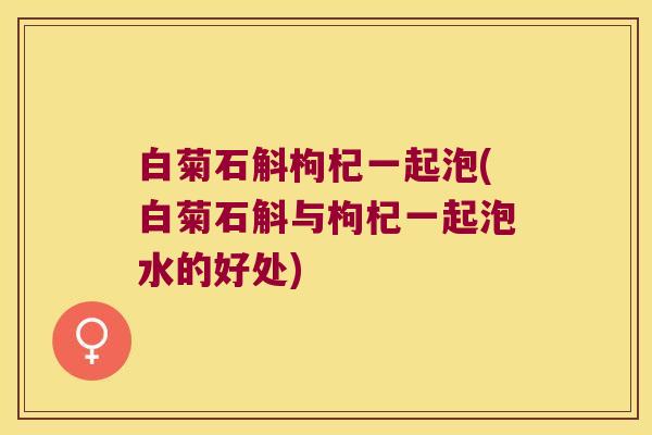 白菊石斛枸杞一起泡(白菊石斛与枸杞一起泡水的好处)