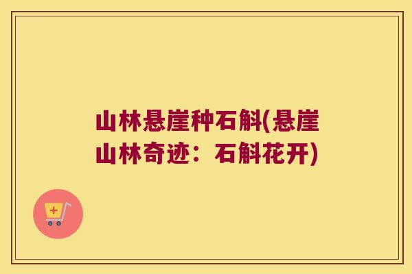 山林悬崖种石斛(悬崖山林奇迹：石斛花开)