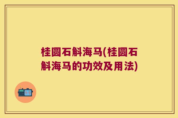桂圆石斛海马(桂圆石斛海马的功效及用法)