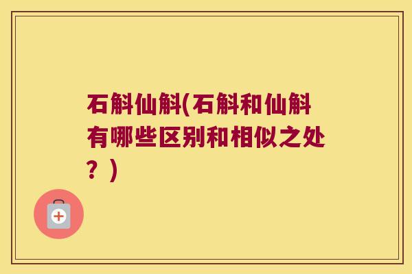 石斛仙斛(石斛和仙斛有哪些区别和相似之处？)