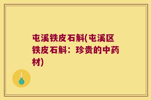 屯溪铁皮石斛(屯溪区铁皮石斛：珍贵的中药材)