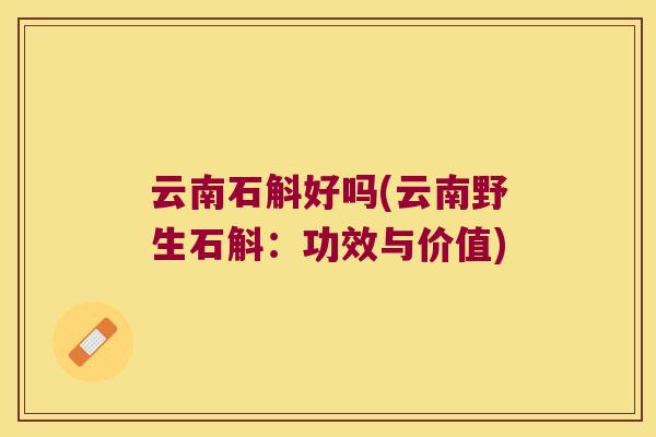 云南石斛好吗(云南野生石斛：功效与价值)