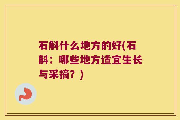 石斛什么地方的好(石斛：哪些地方适宜生长与采摘？)