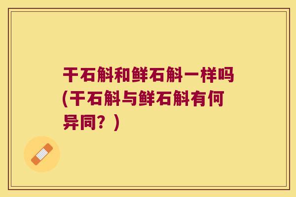 干石斛和鲜石斛一样吗(干石斛与鲜石斛有何异同？)