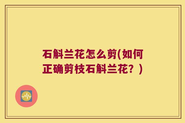石斛兰花怎么剪(如何正确剪枝石斛兰花？)