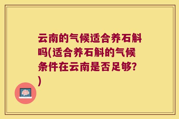 云南的气候适合养石斛吗(适合养石斛的气候条件在云南是否足够？)
