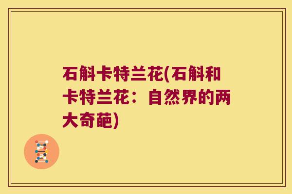 石斛卡特兰花(石斛和卡特兰花:自然界的两大奇葩) 石斛卡特兰花(石斛和卡特兰花:自然界的两大奇葩)