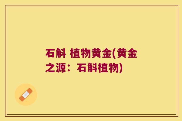 石斛 植物黄金(黄金之源：石斛植物)