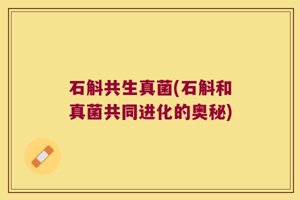 石斛共生真菌(石斛和真菌共同进化的奥秘)
