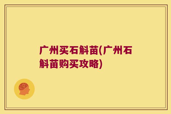 广州买石斛苗(广州石斛苗购买攻略)