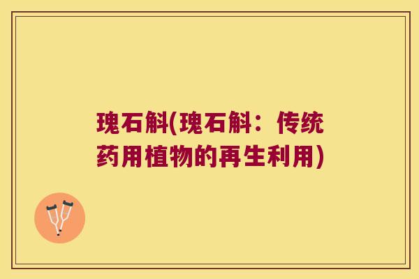 瑰石斛(瑰石斛:传统药用植物的再生利用) 瑰石斛(瑰石斛:传统药用植物的再生利用)