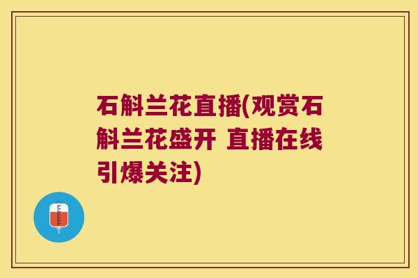 石斛兰花直播(观赏石斛兰花盛开 直播在线引爆关注)