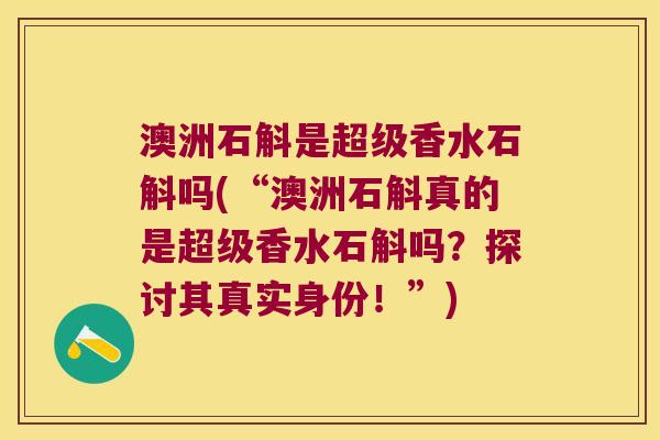 澳洲石斛是超级香水石斛吗(“澳洲石斛真的是超级香水石斛吗？探讨其真实身份！”)