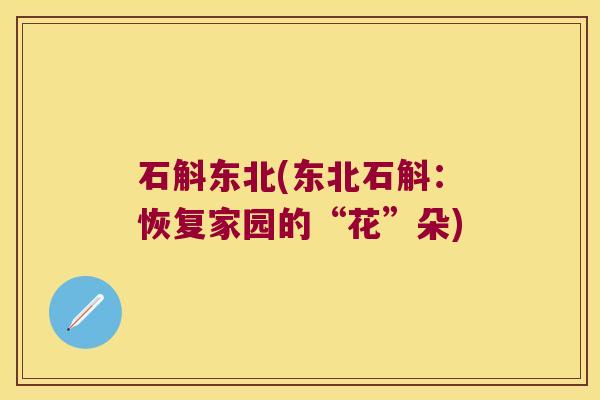 石斛东北(东北石斛:恢复家园的“花”朵) 石斛东北(东北石斛:恢复家园的“花”朵)
