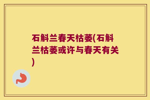 石斛兰春天枯萎(石斛兰枯萎或许与春天有关)